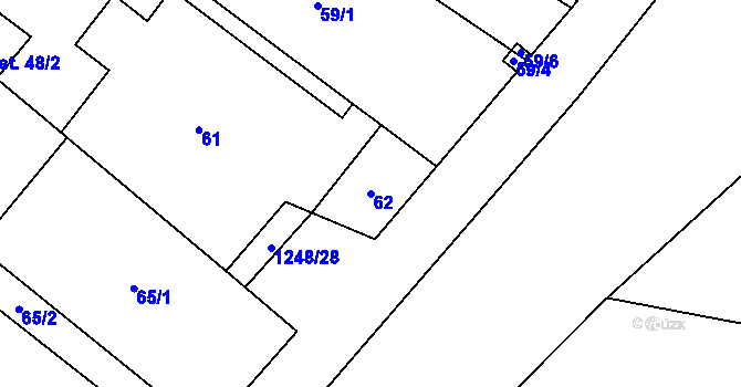 Parcela st. 62 v KÚ Jimramov, Katastrální mapa