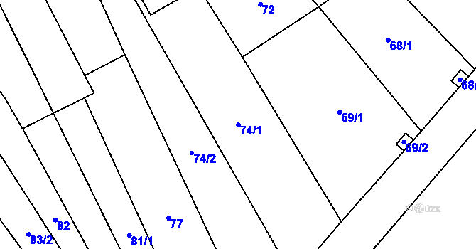 Parcela st. 74/1 v KÚ Jimramov, Katastrální mapa