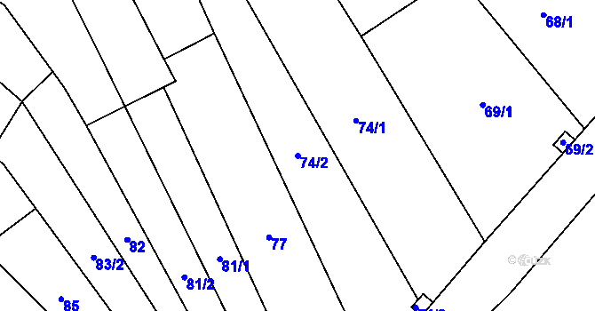 Parcela st. 74/2 v KÚ Jimramov, Katastrální mapa