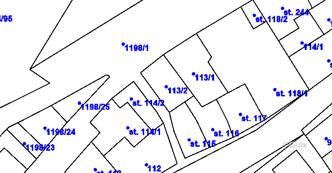 Parcela st. 113/2 v KÚ Jimramov, Katastrální mapa