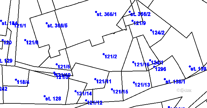 Parcela st. 121/2 v KÚ Jimramov, Katastrální mapa