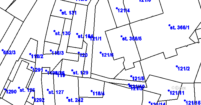 Parcela st. 121/6 v KÚ Jimramov, Katastrální mapa