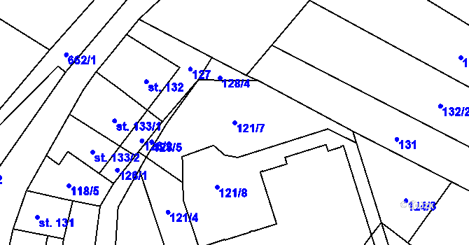 Parcela st. 121/7 v KÚ Jimramov, Katastrální mapa
