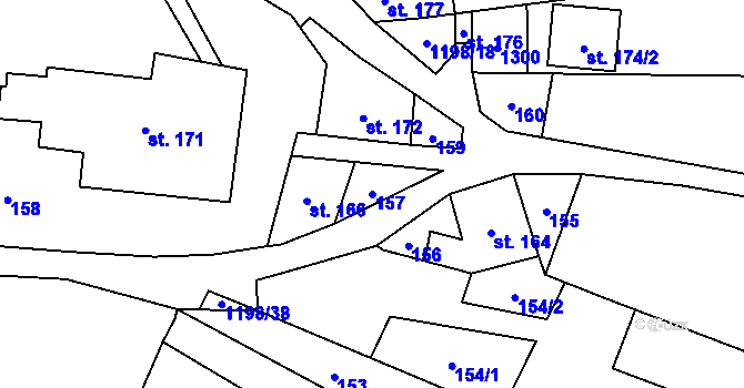 Parcela st. 157 v KÚ Jimramov, Katastrální mapa