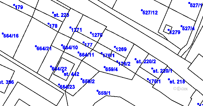 Parcela st. 176/1 v KÚ Jimramov, Katastrální mapa
