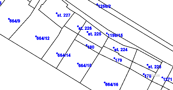 Parcela st. 180 v KÚ Jimramov, Katastrální mapa