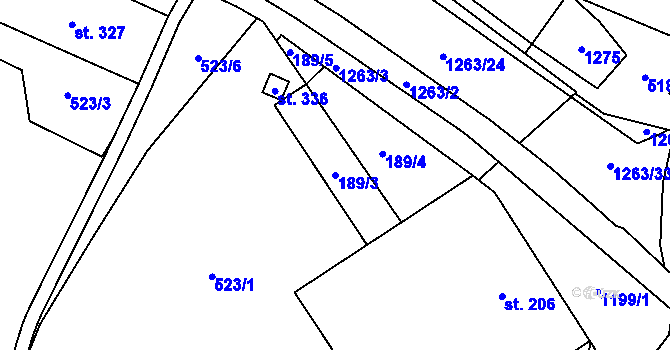 Parcela st. 189/3 v KÚ Jimramov, Katastrální mapa