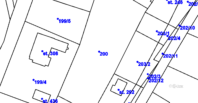 Parcela st. 200 v KÚ Jimramov, Katastrální mapa