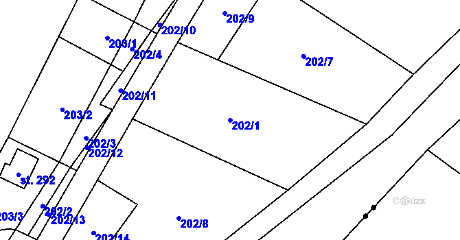 Parcela st. 202/1 v KÚ Jimramov, Katastrální mapa