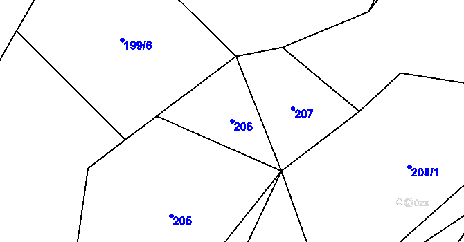 Parcela st. 206 v KÚ Jimramov, Katastrální mapa