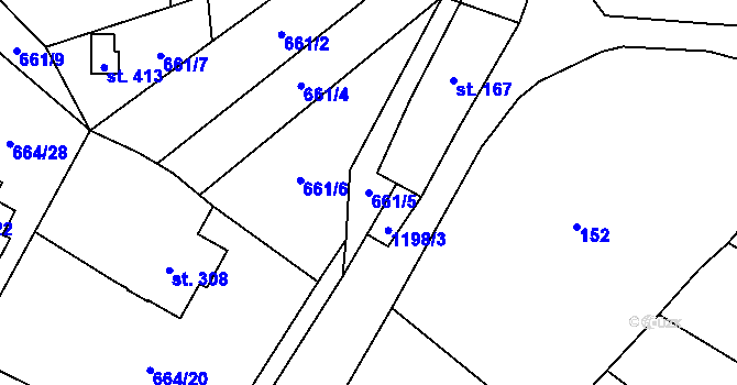 Parcela st. 661/5 v KÚ Jimramov, Katastrální mapa