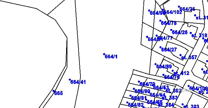 Parcela st. 664/1 v KÚ Jimramov, Katastrální mapa