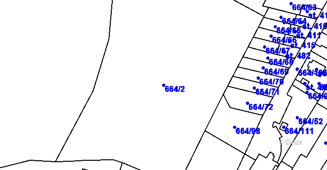 Parcela st. 664/2 v KÚ Jimramov, Katastrální mapa