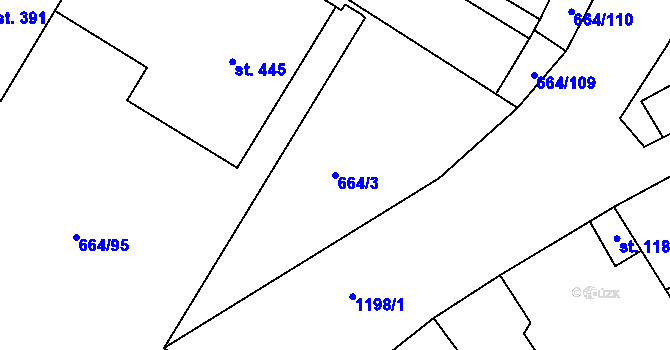 Parcela st. 664/3 v KÚ Jimramov, Katastrální mapa