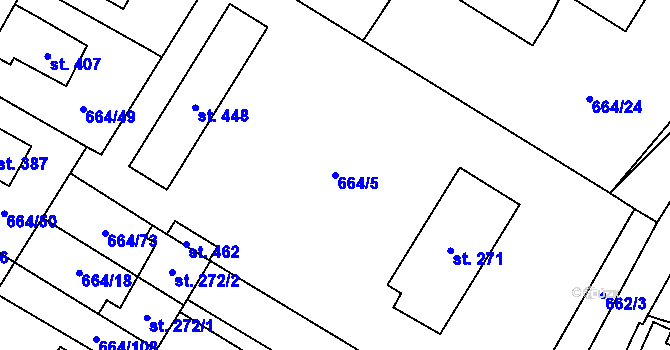 Parcela st. 664/5 v KÚ Jimramov, Katastrální mapa