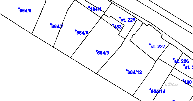 Parcela st. 664/9 v KÚ Jimramov, Katastrální mapa