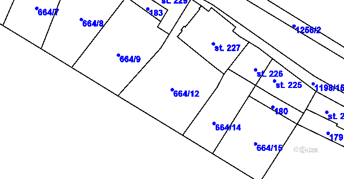Parcela st. 664/12 v KÚ Jimramov, Katastrální mapa