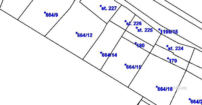 Parcela st. 664/14 v KÚ Jimramov, Katastrální mapa