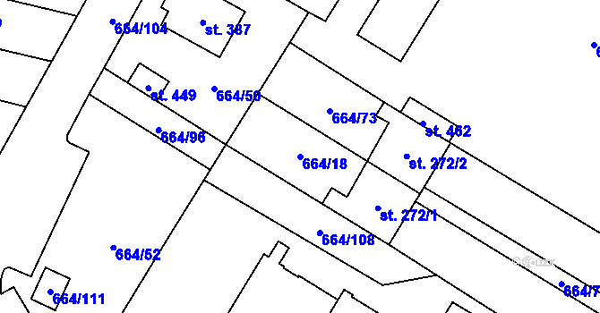Parcela st. 664/18 v KÚ Jimramov, Katastrální mapa