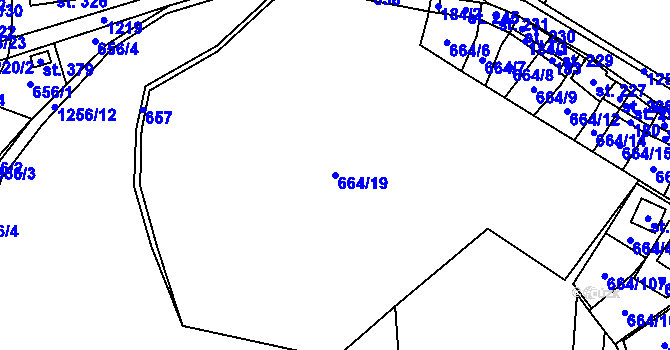 Parcela st. 664/19 v KÚ Jimramov, Katastrální mapa