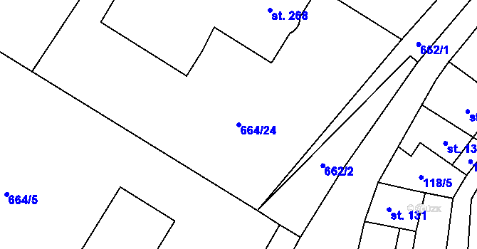 Parcela st. 664/24 v KÚ Jimramov, Katastrální mapa