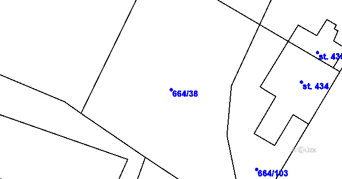 Parcela st. 664/38 v KÚ Jimramov, Katastrální mapa