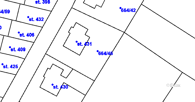 Parcela st. 664/46 v KÚ Jimramov, Katastrální mapa