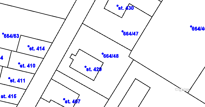 Parcela st. 664/48 v KÚ Jimramov, Katastrální mapa