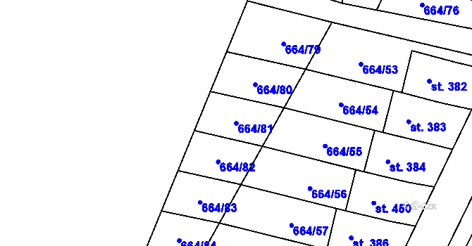 Parcela st. 664/81 v KÚ Jimramov, Katastrální mapa