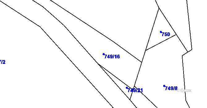 Parcela st. 749/16 v KÚ Jimramov, Katastrální mapa