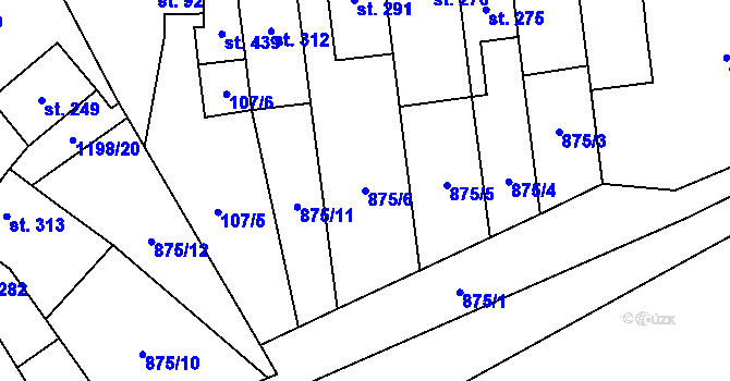 Parcela st. 875/6 v KÚ Jimramov, Katastrální mapa