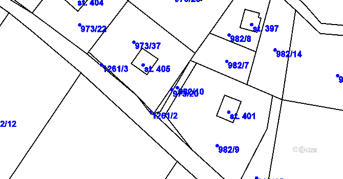 Parcela st. 973/20 v KÚ Jimramov, Katastrální mapa