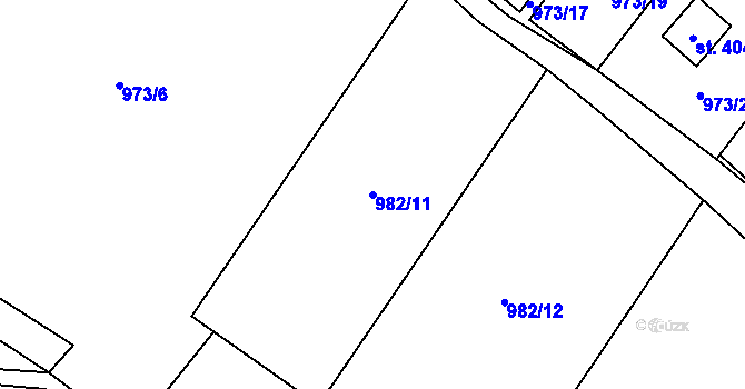 Parcela st. 982/11 v KÚ Jimramov, Katastrální mapa