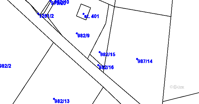 Parcela st. 982/15 v KÚ Jimramov, Katastrální mapa