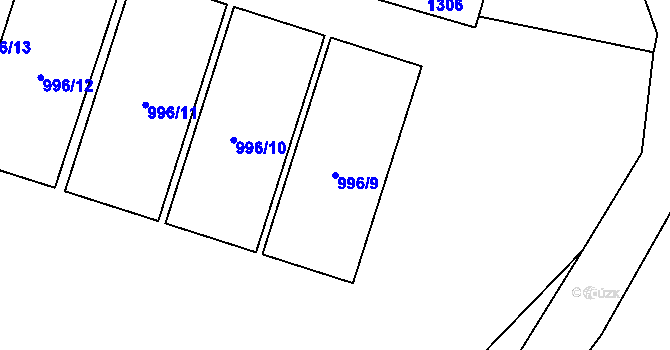 Parcela st. 996/9 v KÚ Jimramov, Katastrální mapa