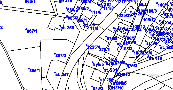 Parcela st. 1225/1 v KÚ Jimramov, Katastrální mapa