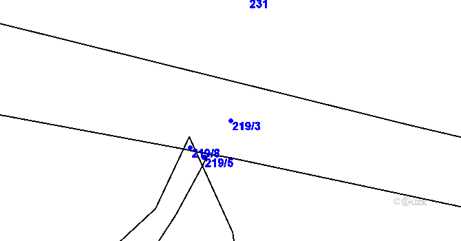 Parcela st. 219/3 v KÚ Jimramov, Katastrální mapa
