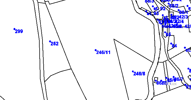 Parcela st. 246/11 v KÚ Jimramov, Katastrální mapa