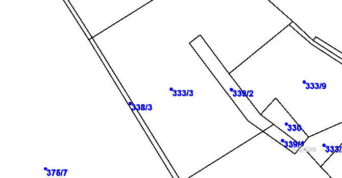 Parcela st. 333/3 v KÚ Jimramov, Katastrální mapa