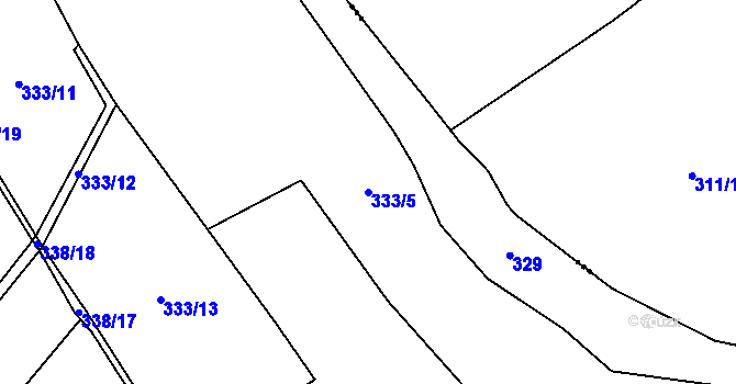 Parcela st. 333/5 v KÚ Jimramov, Katastrální mapa