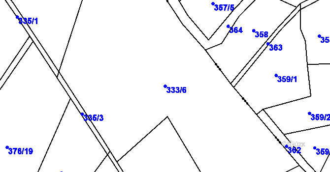 Parcela st. 333/6 v KÚ Jimramov, Katastrální mapa