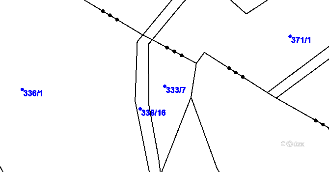 Parcela st. 333/7 v KÚ Jimramov, Katastrální mapa