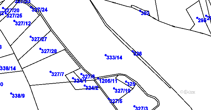 Parcela st. 333/14 v KÚ Jimramov, Katastrální mapa
