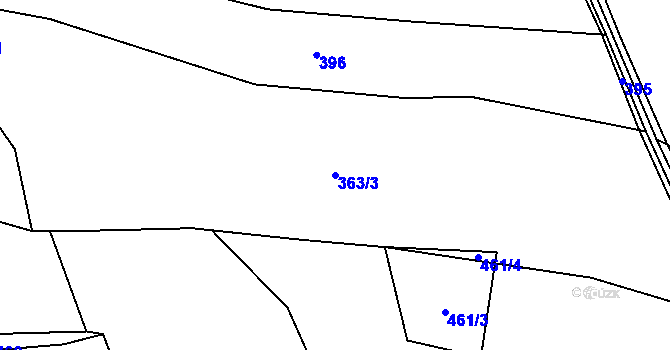 Parcela st. 363/3 v KÚ Jimramov, Katastrální mapa