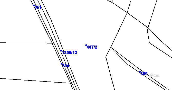 Parcela st. 407/2 v KÚ Jimramov, Katastrální mapa