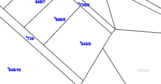 Parcela st. 848/9 v KÚ Jimramov, Katastrální mapa