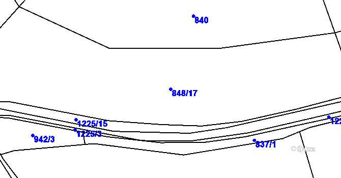 Parcela st. 848/17 v KÚ Jimramov, Katastrální mapa