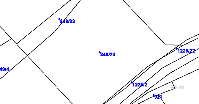 Parcela st. 848/20 v KÚ Jimramov, Katastrální mapa
