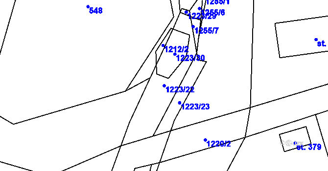 Parcela st. 1223/22 v KÚ Jimramov, Katastrální mapa