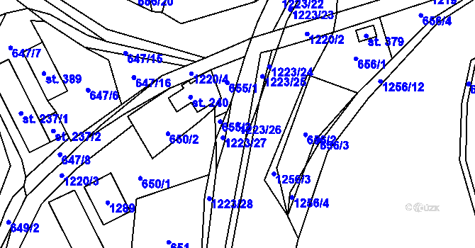 Parcela st. 1223/26 v KÚ Jimramov, Katastrální mapa